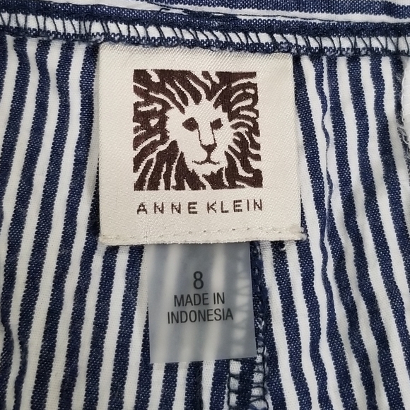 Anne Klein Striped Seersucker Pants Blue / White Women's Size 8 - Picture 10 of 15
